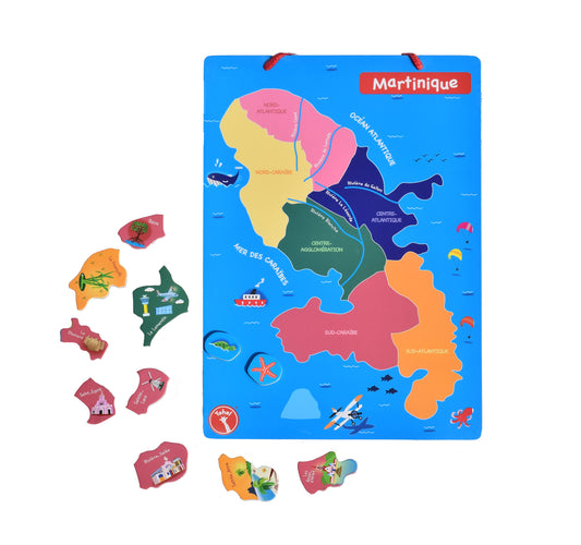 Kit éducatif YOHEL – Carte de la Martinique en bois magnétique