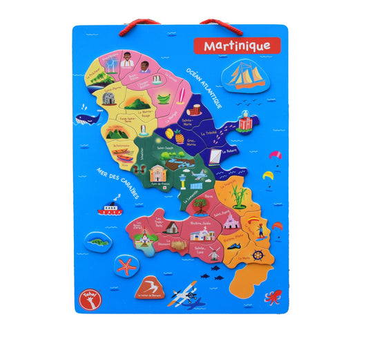 Kit éducatif YOHEL – Carte de la Martinique en bois magnétique