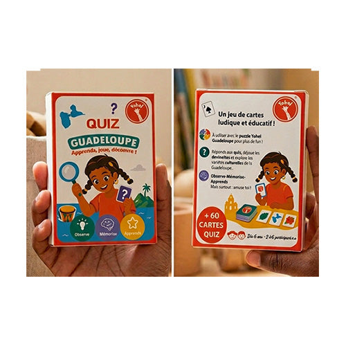 Jeu de cartes Quiz et Devinettes Guadeloupe inclus dans le coffret cadeau Yohel, dès 6 ans