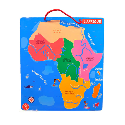 Kit éducatif YOHEL – Carte de l'Afrique en bois magnétique