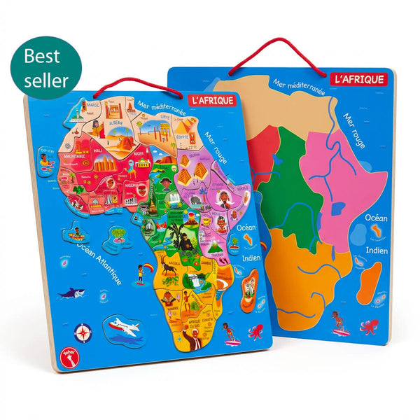 puzzle éducatif en bois magnétique sur l'Afrique